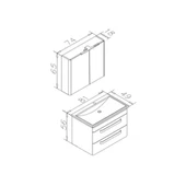 Orka Rose 80 cm Parlak Gri Banyo Dolabı Takımı thumbnail 2