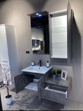 Orka Sidney 110 cm Gümüş Banyo Dolabı Takımı - 3