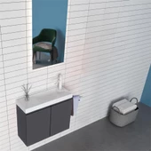 Orka Ferla 60 cm Mat Antrasit Banyo Dolabı Takımı thumbnail 1