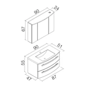 Orka Urla 90 cm Parlak Antrasit Banyo Dolabı Takımı thumbnail 4