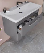 Orka Rose 100 cm Parlak Gri Banyo Dolabı Takımı thumbnail 3