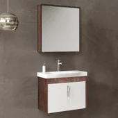 Orka Luna 65 cm Kahve Banyo Dolabı Takımı thumbnail 1