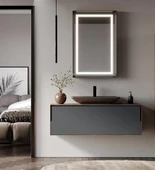 Orka Craft 120 cm Ceviz Antrasit Lavabo Banyo Dolabı Takımı - 1