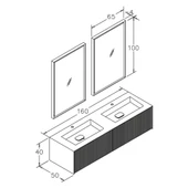 Orka Cube 160 cm Mat Gri Banyo Dolabı Takımı thumbnail 5