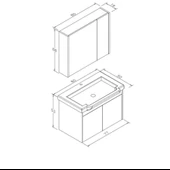 Orka Luna 80 cm Kahve Banyo Dolabı Takımı thumbnail 4