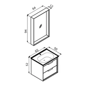 Orka Clay 65 cm Sahra Çekmeceli Banyo Dolabı Takımı - 3