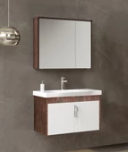 Orka Luna 80 cm Kahve Banyo Dolabı Takımı thumbnail 1