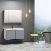 Orka Terme 100 cm Gri Kapaklı Banyo Dolabı Takımı thumbnail 1