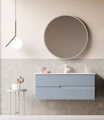 Orka Moonlight 120 cm Mat Mavi Banyo Dolabı Takımı thumbnail 1