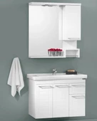 Orka Perge 85 cm Parlak Beyaz Lake Banyo Dolabı Takımı - 1