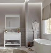 Orka Bastle 80 cm Mat Beyaz Banyo Dolabı Takımı thumbnail 1