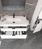 Orka Trio 100 cm Beyaz Çekmeceli Havluluklu Banyo Dolabı Takımı - 2