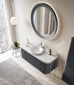 Orka Felice 140 cm Antrasit Lake Banyo Dolabı Takımı - 6