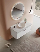 Orka Molino 122 cm Mat Beyaz Lake Banyo Dolabı Takımı thumbnail 2