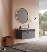 Orka Molino 102 cm Mat Antrasit Lake Banyo Dolabı Takımı thumbnail 2