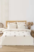 Rivaİstanbul Florita Bej Çift Kişilik %100 Pamuklu Nakışlı Nevresim Takımı & Çeyiz Seti thumbnail 2