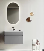 Orka Lusso 80 cm Mat Gri Ledli Ayna Banyo Dolabı Takımı thumbnail 1