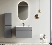 Orka Lusso 80 cm Mat Gri Ledli Ayna Banyo Dolabı Takımı thumbnail 2