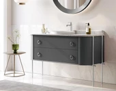 Orka Felice 140 cm Antrasit Lake Banyo Dolabı Takımı - 2