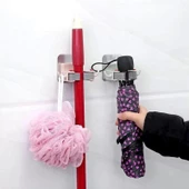 3 Adet Askılı Yapışkanlı Sap Tutucu Banyo Düzenleyici Askı  Mop Paspas Fırça Sapı Tutucu - 3