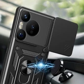 Huawei Pura 70 Pro 5G Kılıf Magnetik Standlı Kamera Korumalı Zore Sürgülü Vega Kapak - 4