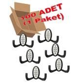 100 Adet Metal Vestiyer Askılığı - Mat Siyah, Desenli, Dayanıklı, Elbise ve Mobilya Askılığı - 1