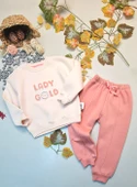 Kız Çocuk Ve Bebek Üçip Kalın Kışlık Lady Gold Baskılı Eşofman Takımı - 1