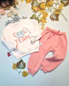 Kız Çocuk Ve Bebek Üçip Kalın Kışlık Cool Team Baskılı Eşofman Takımı - 1
