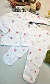 Kız Bebekler İçin Çiçek Desenli Patikli Pijama Takımı - 2