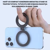 Polham Çift Halkalı Yüzük Tipi Manyetik Standlı Telefon Tutucu, 360 Derece Ayarlanabilir Taşınabilir - 3