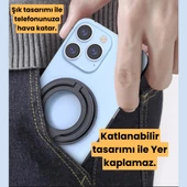 Polham Çift Halkalı Yüzük Tipi Manyetik Standlı Telefon Tutucu, 360 Derece Ayarlanabilir Taşınabilir - 5