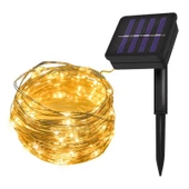 Monozone Solar 100 Led 12Metre Güneş Enerjili Bahçe Ev Parti Perde Süsü Aksesuarı Noel Yılbaşı Ağacı Işığı Ip65 - 1