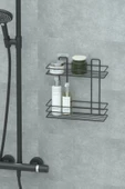 Yapışkanlı 2 Katlı Banyo Rafı Duş Şampuanlık Duvar Düzenleyici Organizer - 1