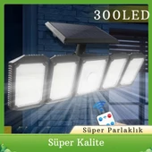 Monozone 300LED Solar Güneş Enerjili Bahçe Duvar Lambası Kumandalı Sensörlü 3 Modlu Geniş Açılı Lamba - 1