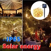Monozone Solar 100 Led 12Metre Güneş Enerjili Bahçe Ev Parti Perde Süsü Aksesuarı Noel Yılbaşı Ağacı Işığı Ip65 - 3