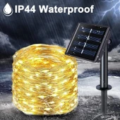 Monozone Solar 100 Led 12Metre Güneş Enerjili Bahçe Ev Parti Perde Süsü Aksesuarı Noel Yılbaşı Ağacı Işığı Ip65 - 6