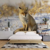 Kar Üzerinde Tilki Manzaralı Duvar Kağıdı thumbnail 2
