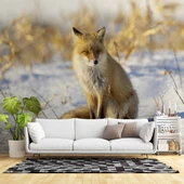 Kar Üzerinde Tilki Manzaralı Duvar Kağıdı thumbnail 1