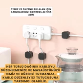 Polham 6 adet Set Yapışkanlı Manyetik Kapaklı Kablo Düzenleyici Organizer, Ev, Ofis, Kablo Düzenleyici - 2