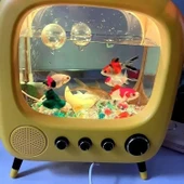 Monozone Tv Şekilli Işıklı Mini Akvaryum Beta Balık Tankı Led Aydınlatma Termostatik Isıtma Vintage thumbnail 6