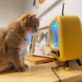 Monozone Tv Şekilli Işıklı Mini Akvaryum Beta Balık Tankı Led Aydınlatma Termostatik Isıtma Vintage thumbnail 5