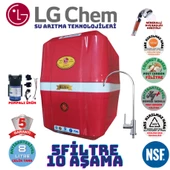 LG Chem COOL KIRMIZI BEYAZ POMPALI 8 LİTRE 5 FİLTRE 10 AŞAMA SU ARITMA CİHAZI thumbnail 1