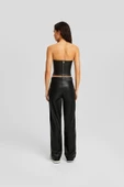 Bershka Suni deri straight fit pantolon - 2