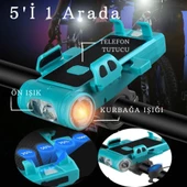 Monozone 5in1 Bisiklet Feneri Şarjlı Telefon Tutucu+Korna +Sis Farı 3500Mah PowerBank Scooter Lambası - 9