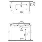 5523B003-0001 Vitra S20 Etajerli Lavabo, 85 cm - 2