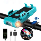 Monozone 5in1 Bisiklet Feneri Şarjlı Telefon Tutucu+Korna +Sis Farı 3500Mah PowerBank Scooter Lambası - 1