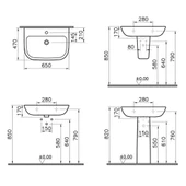 5504L003-0001 VitrA S20 Lavabo, 65 cm - 2