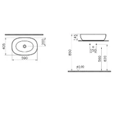 5995B403-0016 Vitra Outline Oval Çanak Lavabo, 60 cm, Beyaz - 2