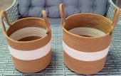 2 ADET BÜYÜK EV BANYO 26*25CM SEPET KAHVERENGİ HASIR OYUNCAK PATATES SOĞAN SEPETİ - 1