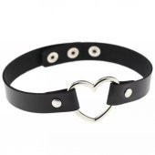 Siyah Deri Tasma Kalp 35 cm Choker Bayan Kolye Takı - 2